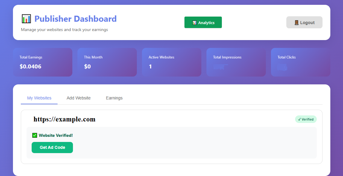 Publisher Dashboard